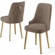 Hanah Home Stolar Hanah Home Jebi Matstol Beige Guld Köksstol 2-Pack Stol