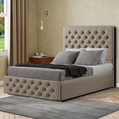 Mary Chesterfield Single Beige Linen Ottoman 137 x 90 x 190 cm
