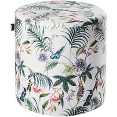 Sitzpuffs Beliani Pouf Samtstoff Mehrfarbig Rund 47 cm Blumenmuster Sitzpuff