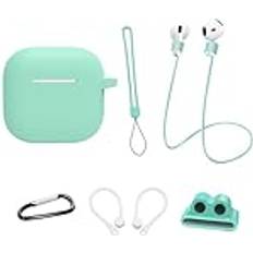 MTK AirPods 4 6 i 1 Fodral Rem Hållare Öronkrokar Nyckelring Mint