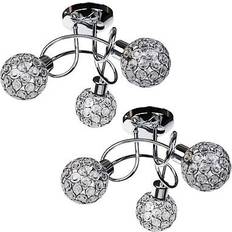 First Choice lighting Pair of Modern 3 Way Chrome Ceiling Flush Light