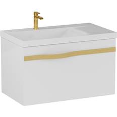 Hill Ceramic Tvättställsskåp Leon Vit Blank 70 cm Med Handfat