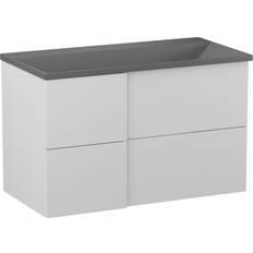 Hill Ceramic Tvättställsskåp Esquina Ljusgrå Matt 90 cm med Handfat