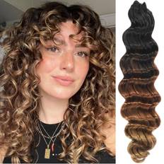 Svolna 18 Inch Ocean Wave Crochet Hair T1 30 27 7 Packs Deep Wave Crochet Braids 126 Strands Brown Blonde Ombre
