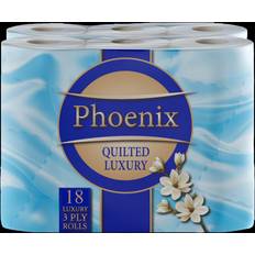 Phoenix 18 Roll Bulk Buy Quilted 3 Ply White Non-Fragranced Toilet Rolls