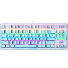 Keyboards Greenzech 87 Keys Mechanical Keyboard Wired Rainbow Backlight Blue Switch