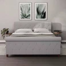 Vittorio Linen 5ft King Size Bed Frame Light Grey