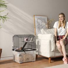 Pawhut Hamster Cage 3 Tier With Wheels 57 x 43 x 74 cm