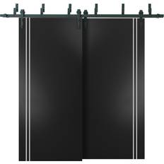Sliding Doors SartoDoors Barn Bypass Doors 84 84 inches Planum 0310 Matte Black Sliding Door Frosted Glass (x)