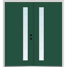 Clear Glass External Door Verona Home Design 60x80 1-Lite LH-Inswing Painted Fiberglass Double 6-9/16 Frame External Door Clear Glass (x)