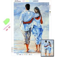 Blåa Diamond Paintings Fiyo Diamond Embroidery Blue Clothes Lovers Handicraft Full Drill Diamond Painting Seaside Beach Stitch Cross Mosaic Shell Craft Kit 20 x 30 cm