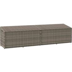 Rattan Hyndebokse Havemøbler vidaXL Opbevaringskasse Til Haven 220x50x58 cm Polyrattan Grå
