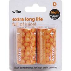 Extra Long Life D 2 Pack 1.5V Alkaline Batteries