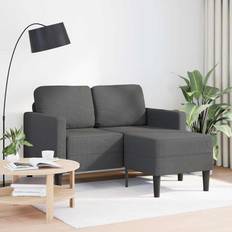 vidaXL 2-Personers Med Chaiselong L-Formet 125 cm Linned Mørkegrå Sofa