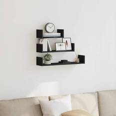 vidaXL Shelves 3 pcs Black Oak Wall Shelf