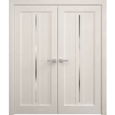 Doors SartoDoors Solid Double Doors 72x80 in Ego 5014 Painted White Oak Frosted Glass Interior Door Frosted Glass S 0500-N (x)