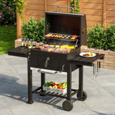 BBQs Garden Sanctuary 138CM Wide Charcoal BBQ Grill with Side Shelves