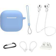MTK AirPods 4 6 i 1 Fodral Rem Hållare Öronkrokar Nyckelring LjusBlå