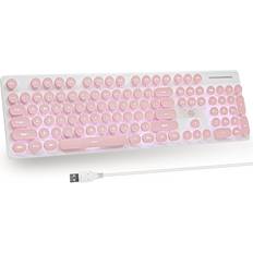 Keyboards Veeki Typewriter Keyboard 104-key Punk Gaming Retro Keyboard