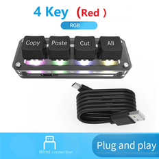 Keyboards Jojomino Mini 4-Key Select Copy Paste Cut All Macro Pad Shortcut One Handed Keyboard RGB Gaming Mechanical Keyboard