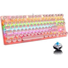 Keyboards Veeki Mechanical Gaming Keyboard 87 Key Retro Punk Typewriter