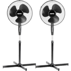 Geepas Set Of Two 16" Black Oscillating Electric Pedestal Fans