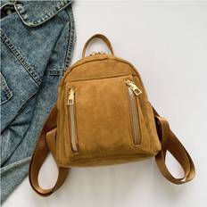 Suede Backpacks RYWOLT Ladies Stylish Small Backpack For Winter - Brown