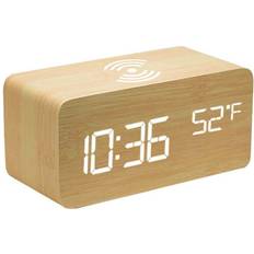 Alarm Clocks Zunammy Wooden Digital Led Alarm Clock Qi Pad