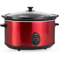 Red Slow Cookers Andrew James Red 8 Litre Tempered Glass Lid & Removable Ceramic Bowl