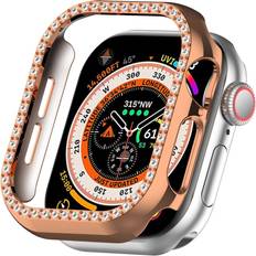 INCOVER Apple Watch 10 42mm Hård Plast Fodral Rose Gold Strass