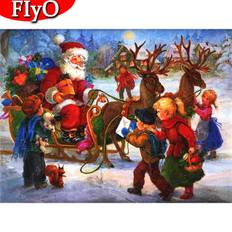 Blåa Diamond Paintings Fiyo Diamond Painting Santa Claus Full Square Round Handicraft 20 x 30 cm