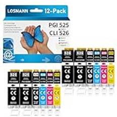 LOSMANN Bläckpatroner Kompatibla Med Canon 525 526 - 12-pack