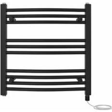 NRG Bathroom Curved Prefilled Electric Heated Towel Rail Ladder Warmer Radiator 600 x 600 mm Black