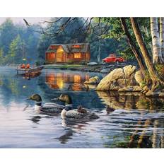 Diamond Paintings on sale Fiyo Diamond Embroidery Mosaic Lakeside Cabin & Ducks 20 x 30 cm