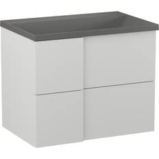 Hill Ceramic Tvättställsskåp Esquina Ljusgrå Matt 70 cm med Handfat