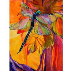 Orange Diamond Paintings Fiyo Embroidery Orange Dragonfly Round Diamond Painting Cross Stitch Kit 20 x 30 cm