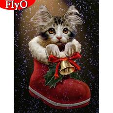 Fiyo 5D Diamond Painting Christmas Cat Boot 20 x 30 cm