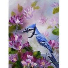 Purple Diamond Paintings Fiyo 5D Diamond Painting Bird on A Purple Flower Diamond Embroidery Cross Stitch 20 x 30 cm