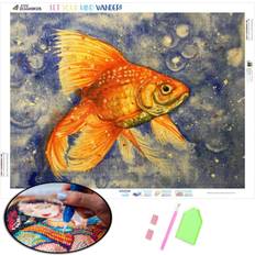 Gold Diamond Paintings Fiyo Diamond Embroidery Goldfish Landscape Full Square Round Handicraft 20 x 30 cm