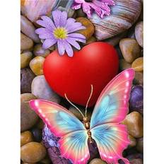 Rosa Diamond Paintings Fiyo 5D Diamond Painting Flower Rose Butterfly Cross Stitch 20 x 30 cm