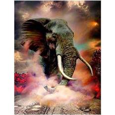 Diamond Paintings on sale Fiyo African Elephant Full Round Diamond Embroidery Cross Stitch 20 x 30 cm