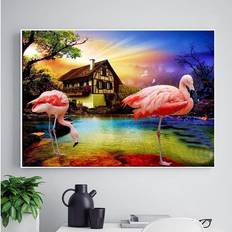 Rosa Diamond Paintings Fiyo 5D Diy Diamond Painting Flamingo Embroidery 20 x 30 cm