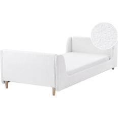 Modern Boucle Single Size Bed Frame Upholstered Kids Bed Slatted Base Off-White Laye