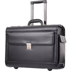 Faux Leather Briefcases A1 Fashion Goods Pilot Case On Wheels Faux Leather Large Business Briefcase Luxor - Black