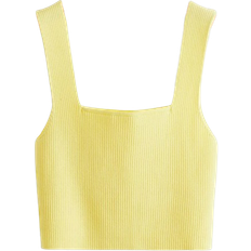 Viskos Linnen Shein Solid Ribbed Knit Top