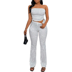 Stripes Jumpsuits & Overalls Shein pcs Sexy Women Striped Bandeau Top Set