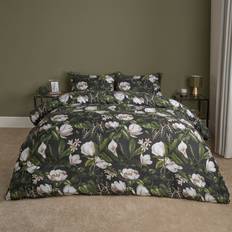 OHS Floral Botanics Set, Black/Green - King Duvet Cover Green, Black (230x220cm)