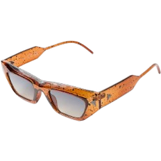 boohooMAN Effect Rectangular Sunglasses - Brown Marble