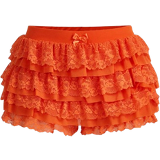 Lace Trousers & Shorts Shein Summer Women Coquette Balletcore Sweet Bow Kawaii Mesh Contrast Lace Ruffle Trim Low Waist Micro Mini Shorts Summer Shorts Halloween Clothes