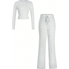 Shein pcs Solid Color Slim Fit Long Sleeve TShirt And Long Pants Suit For Women